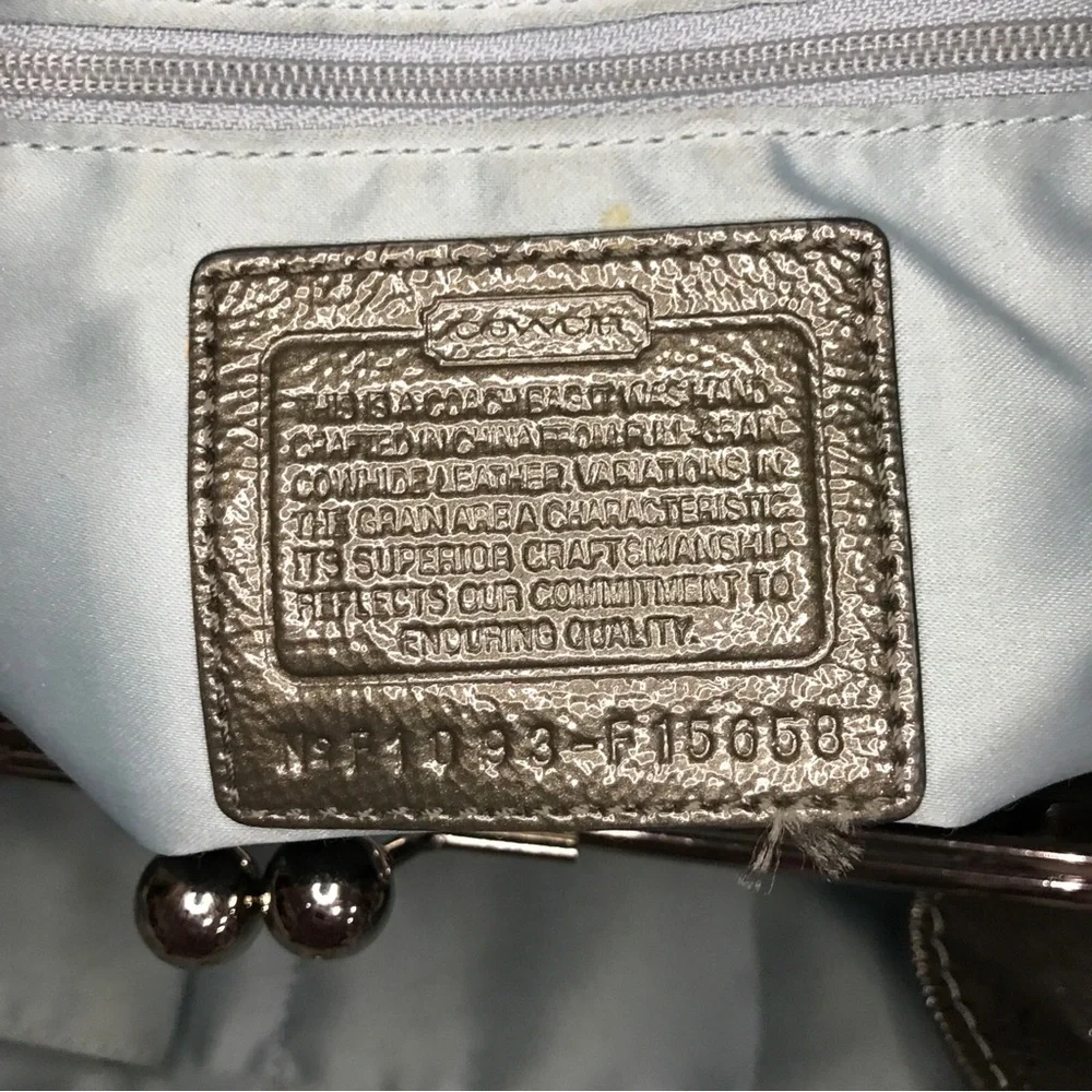 Coach Gray Patent Leather Kisslock Satchel Bag F15658
